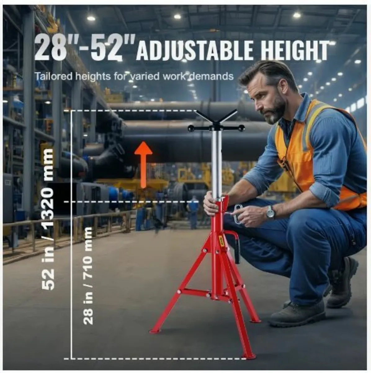 V Head Pipe Stand Adjustable Height - Image 1