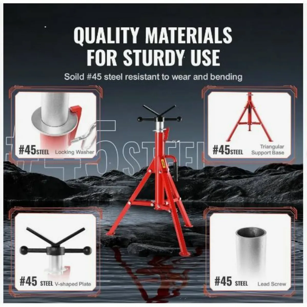 V Head Pipe Stand Adjustable Height - Image 2