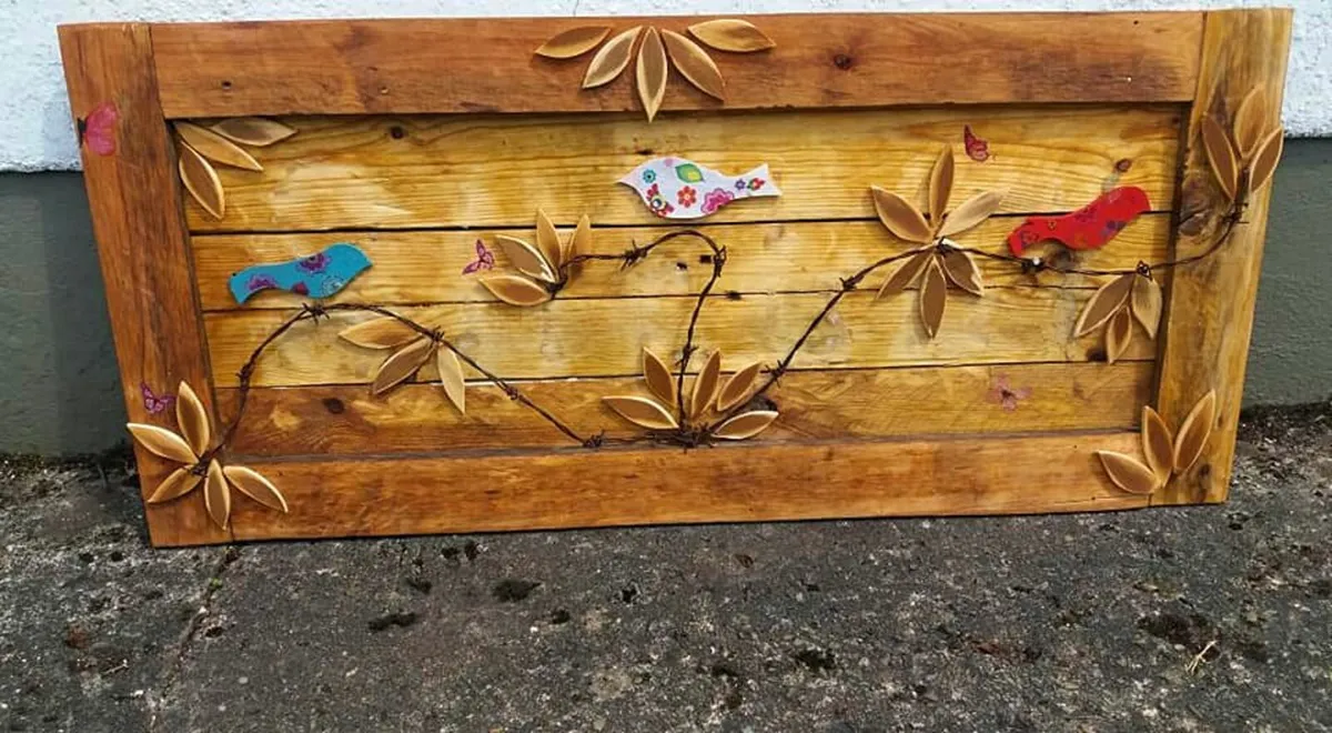 Rustic Floating Birds On A Wire wood art - Image 2
