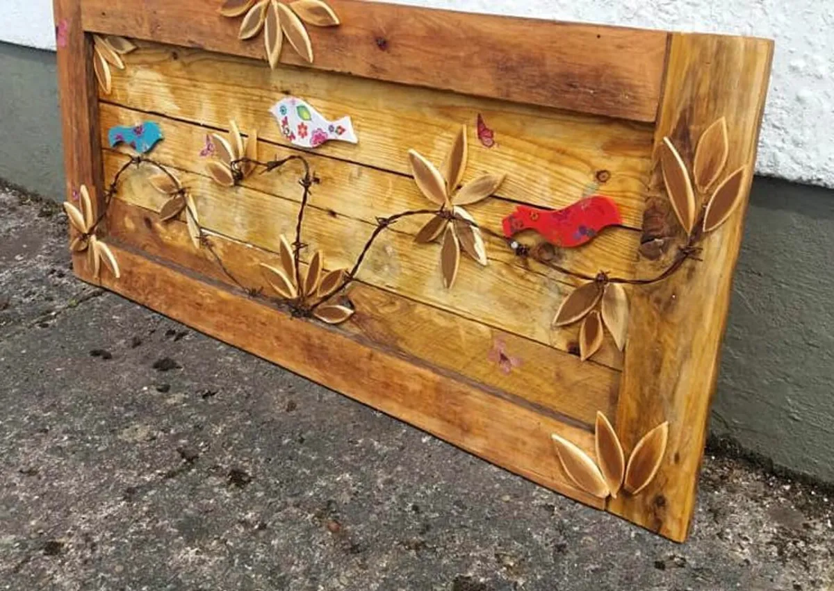 Rustic Floating Birds On A Wire wood art - Image 3
