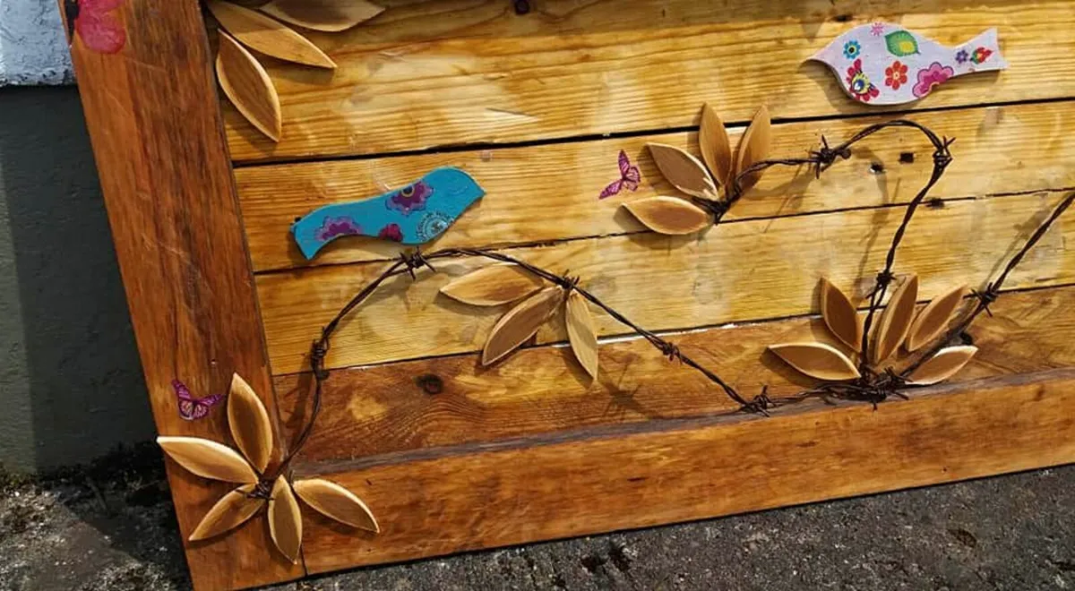 Rustic Floating Birds On A Wire wood art - Image 4