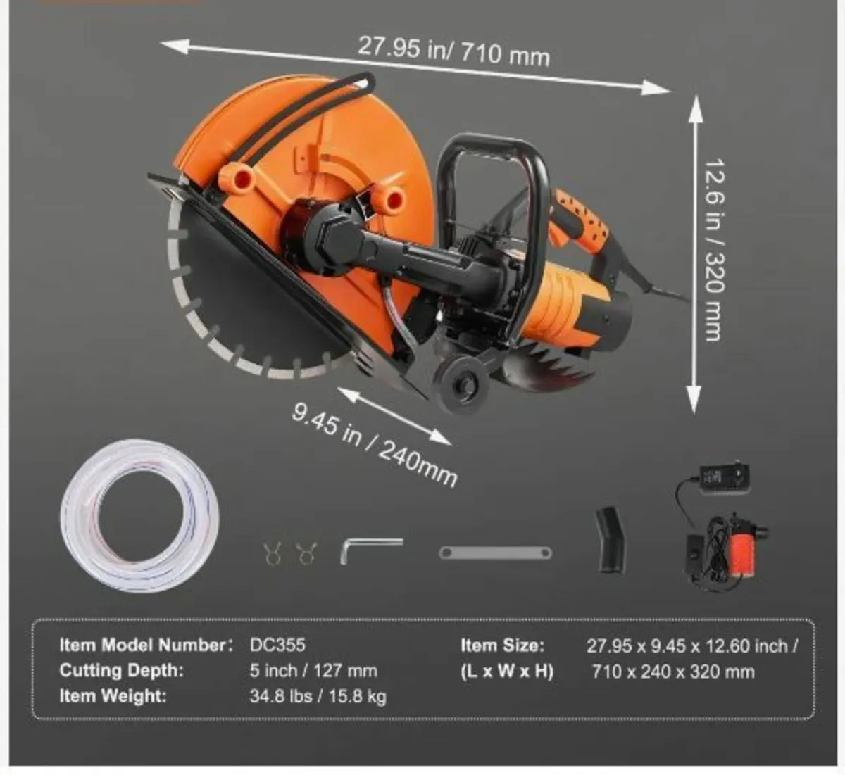 14"/35.6 cm Electric Concrete Saw - Image 4