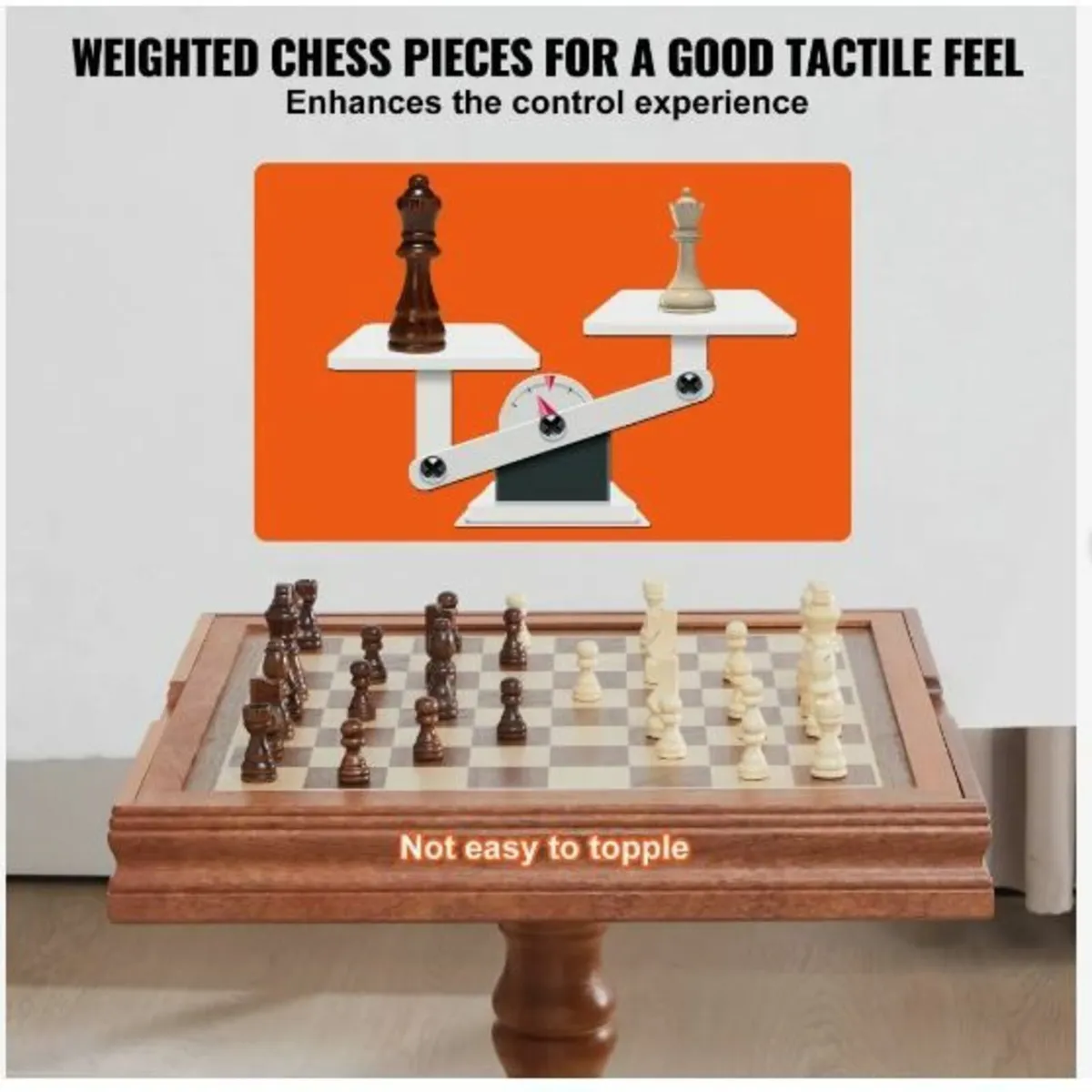 3-IN-1 Chess Checkers Backgammon Table Set - Image 2