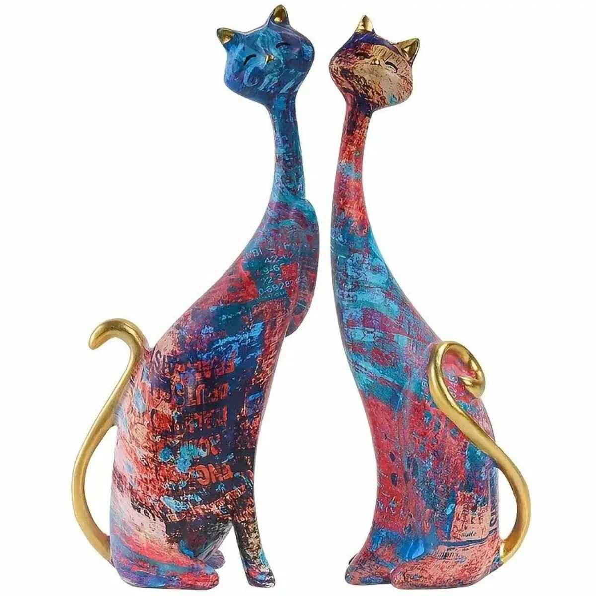 4 Piece Cat Resin Ornament Set Vibrant Decorative - Image 3