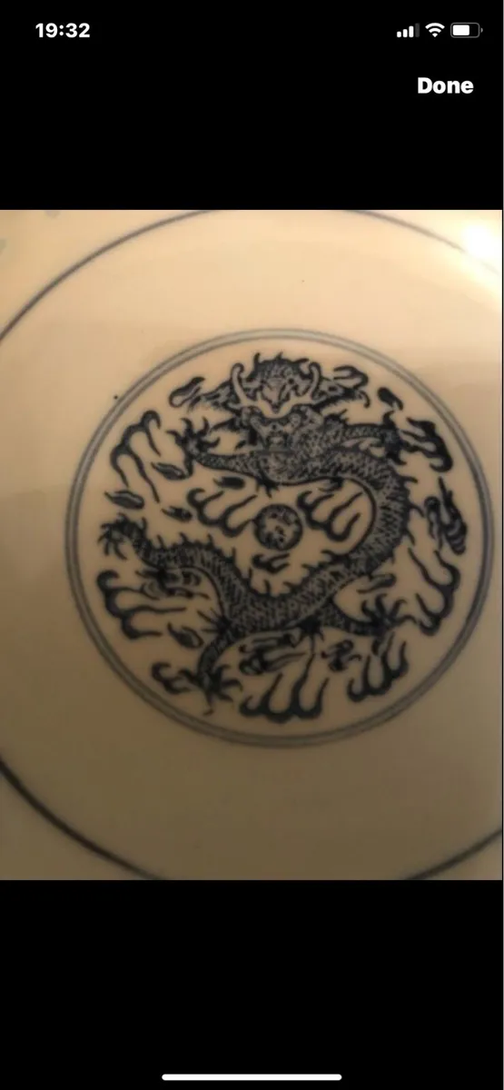 Antique Chinese Dragon Fine Porcelain Rice Dish - Image 1