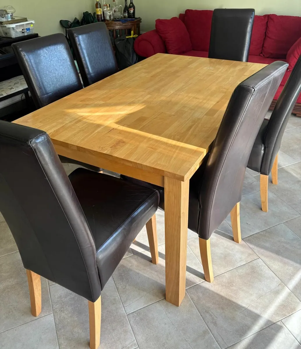 Dining Table and Leather Chairs - Image 1