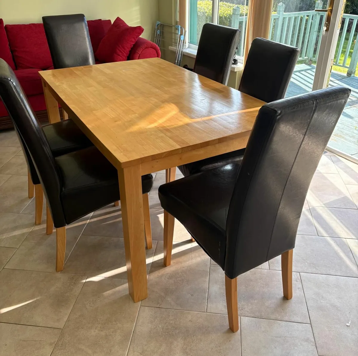 Dining Table and Leather Chairs - Image 2
