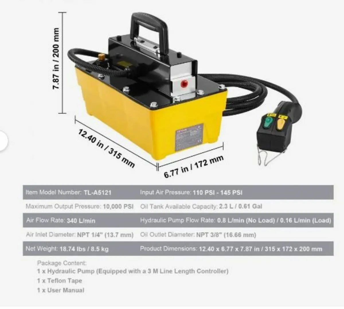 Air Hydraulic Pump Frame Machine Pump 10,000PSI - Image 4