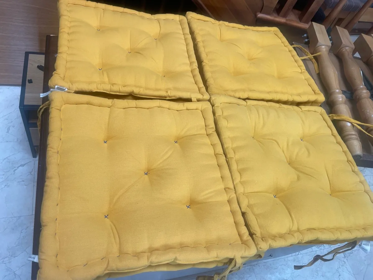 4 x Modern Quality Yellow Thick Cushions - Deliver - Image 1