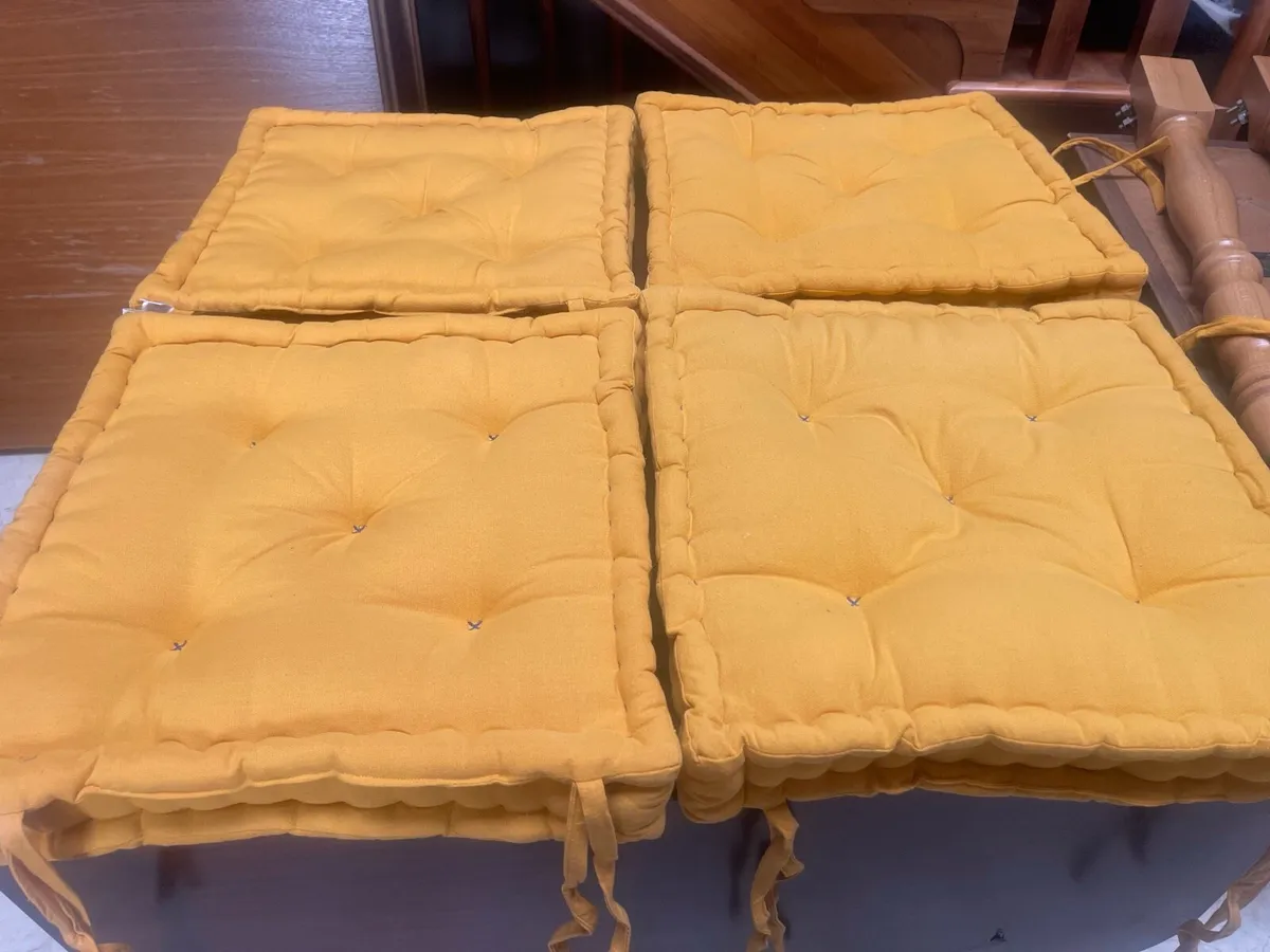 4 x Modern Quality Yellow Thick Cushions - Deliver - Image 2