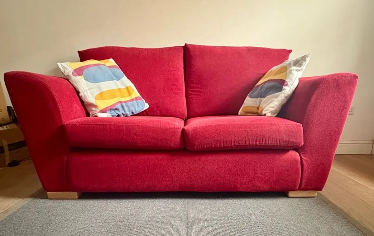 Red Corduroy 2.5 Seater Sofa with Washable Covers - Image 2