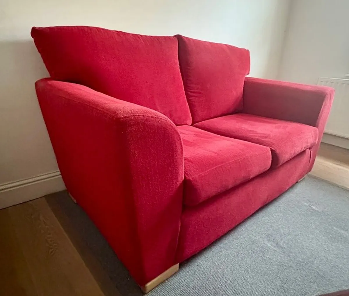 Red Corduroy 2.5 Seater Sofa with Washable Covers - Image 3
