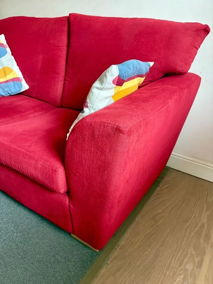 Red Corduroy 2.5 Seater Sofa with Washable Covers - Image 4