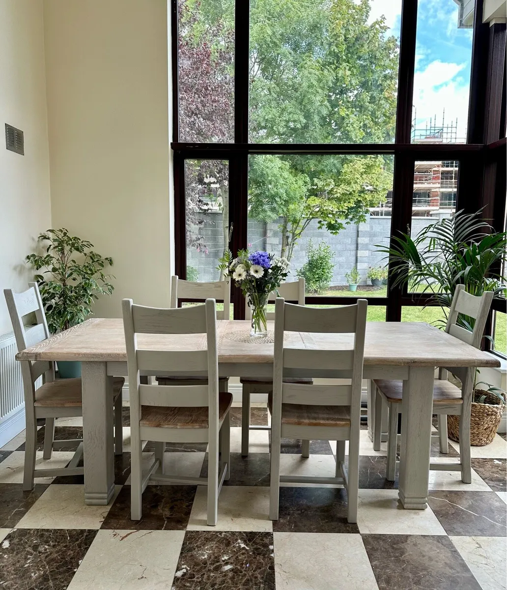 Oak Dining Table + 6 Chairs – Extends to 2.3m - Image 1