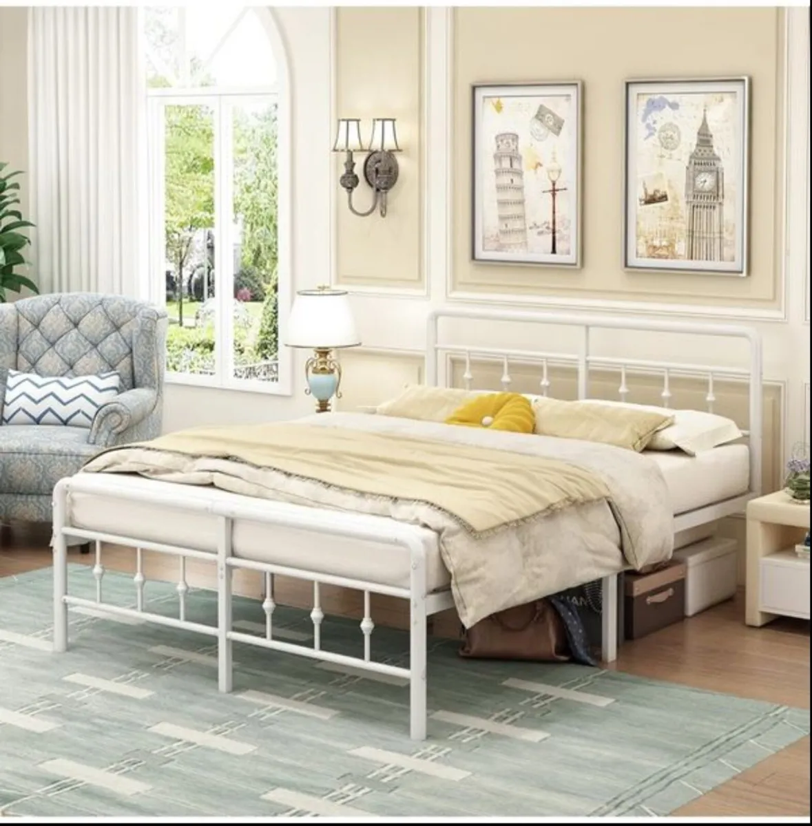 Double Bed Frame 4ft6 with Headboard and Footboard