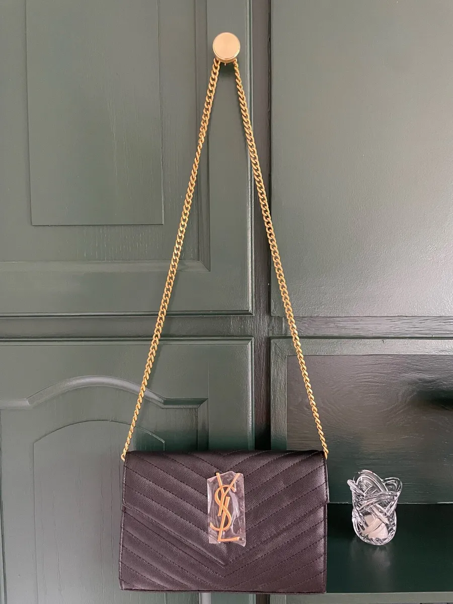 YSL Inspired Black Cassandre Chain Handbag - Image 1