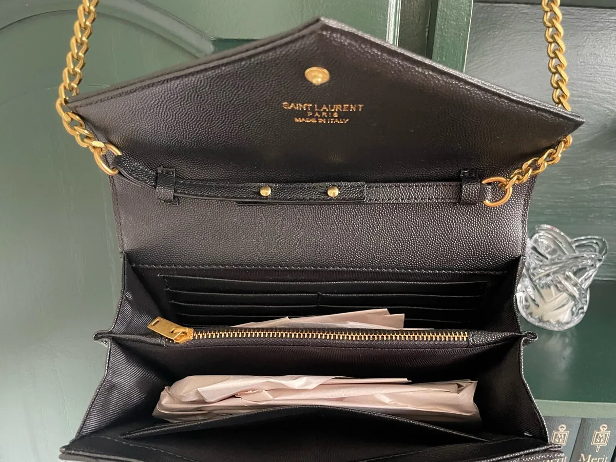 YSL Inspired Black Cassandre Chain Handbag - Image 3