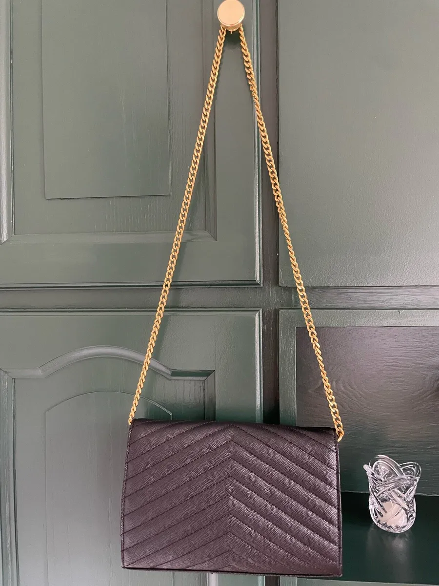 YSL Inspired Black Cassandre Chain Handbag - Image 4