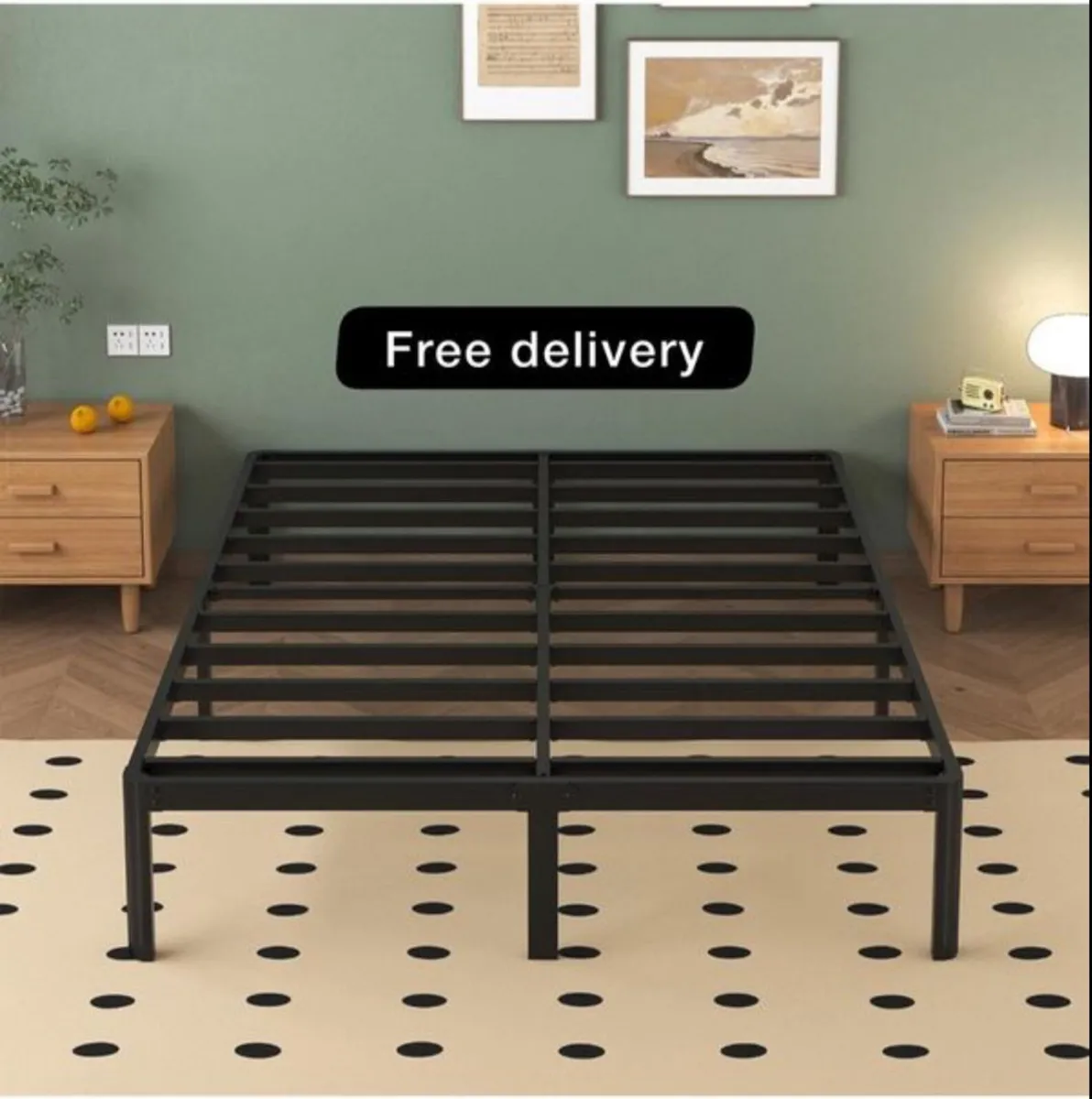 Double Bed Frame 30.5 cm High with Rounded Corner