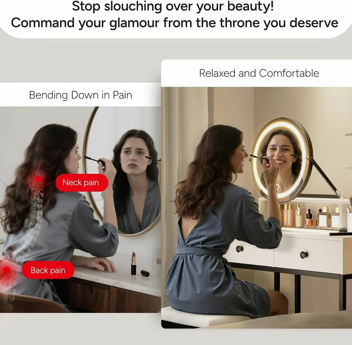 Dressing Table Adjustable LED Mirror Vanity Table - Image 3