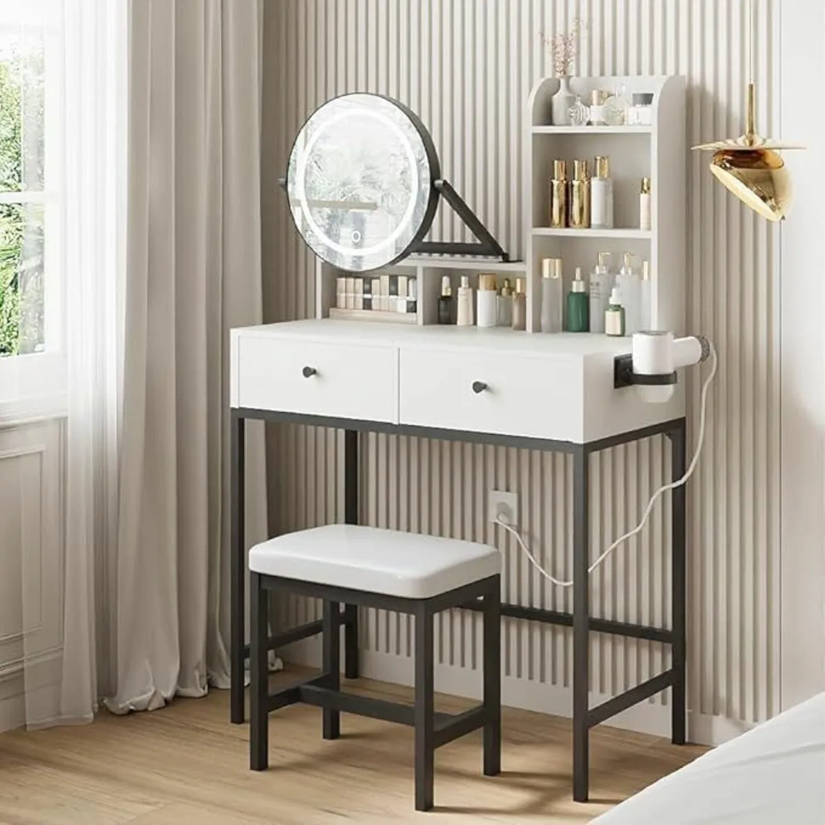 Dressing Table Adjustable LED Mirror Vanity Table - Image 1