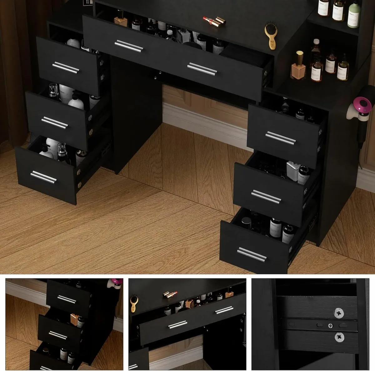 Large Dressing Table Mirror Stool Vanity Lights - Image 3