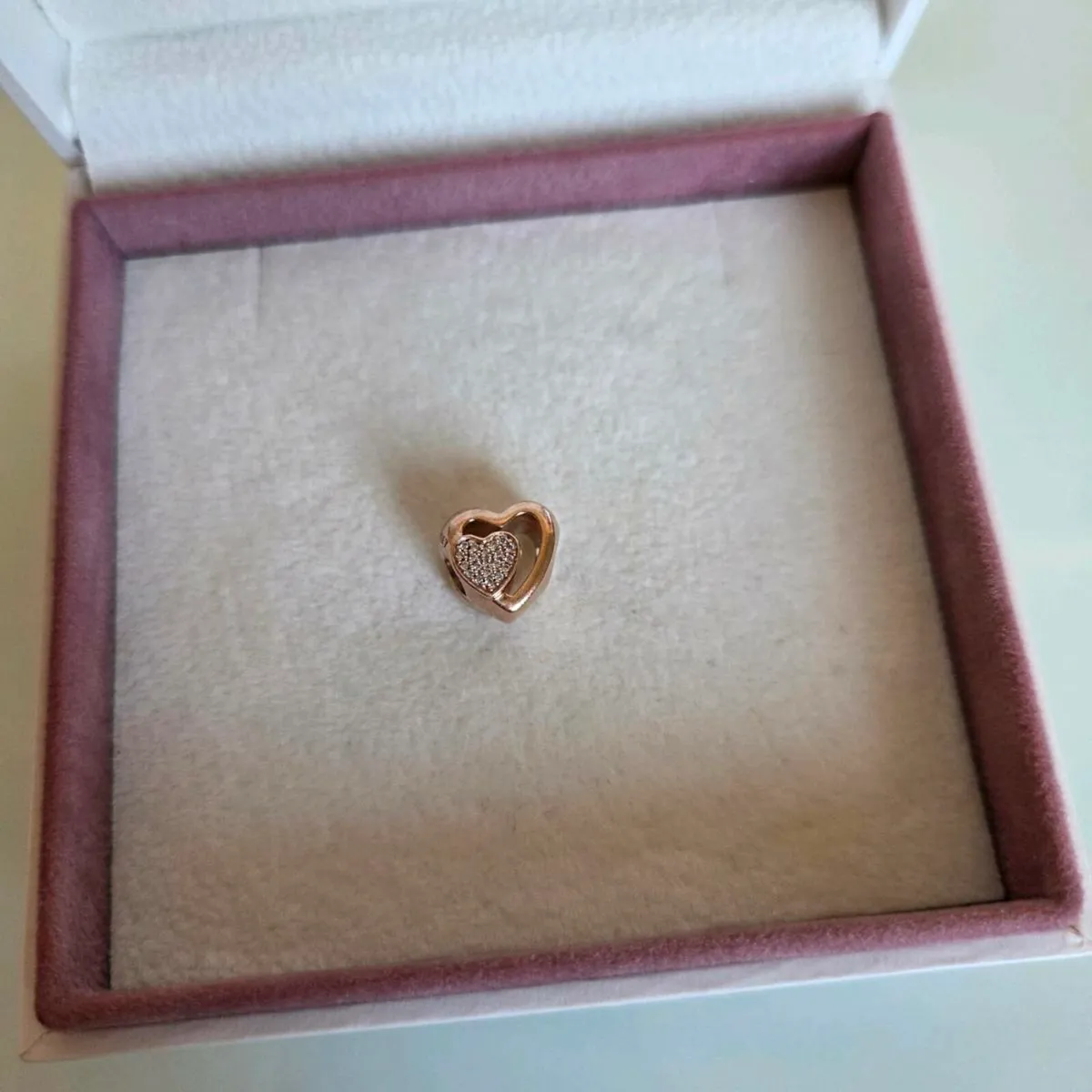 Pandora charm heart sparkly rose gold sparkling he - Image 1