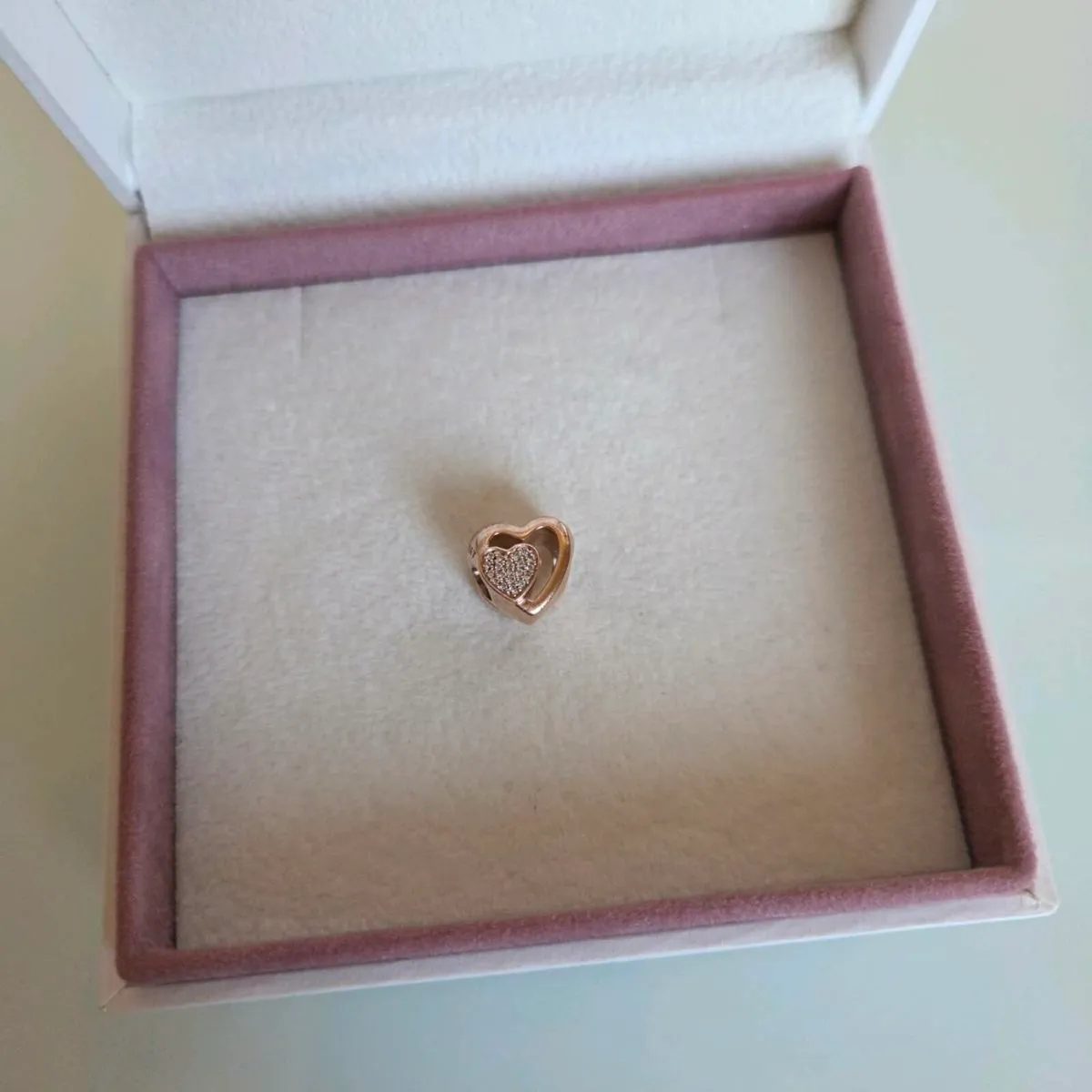 Pandora charm heart sparkly rose gold sparkling he - Image 2