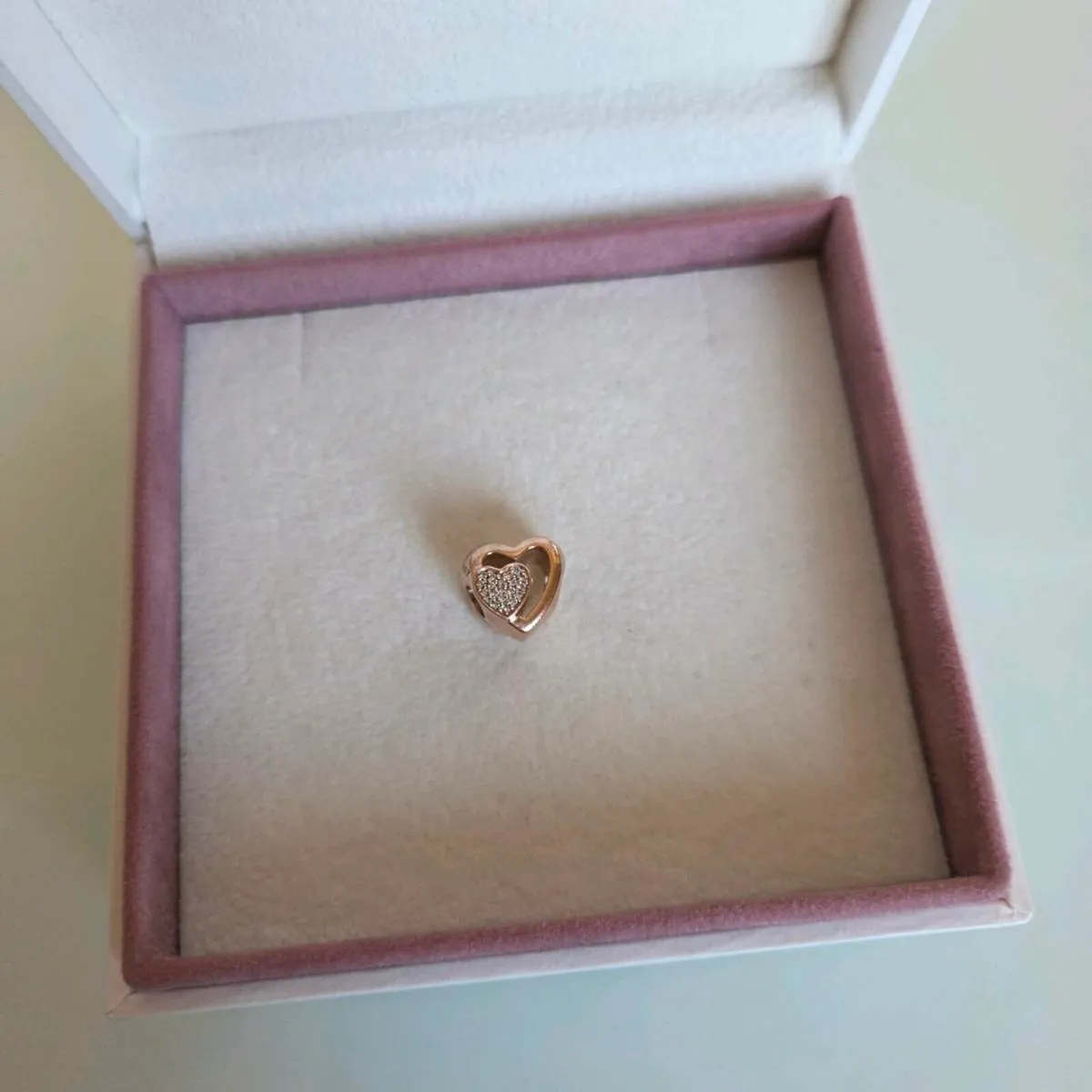 Pandora charm heart sparkly rose gold sparkling he - Image 3