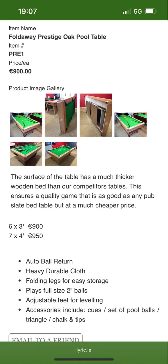 Pool table 7x4ft - Image 4