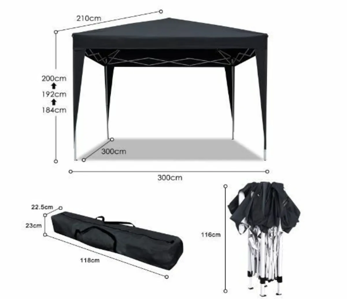 Gazebo 3x3m Pop-Up Marquee Tent Waterproof - Image 4