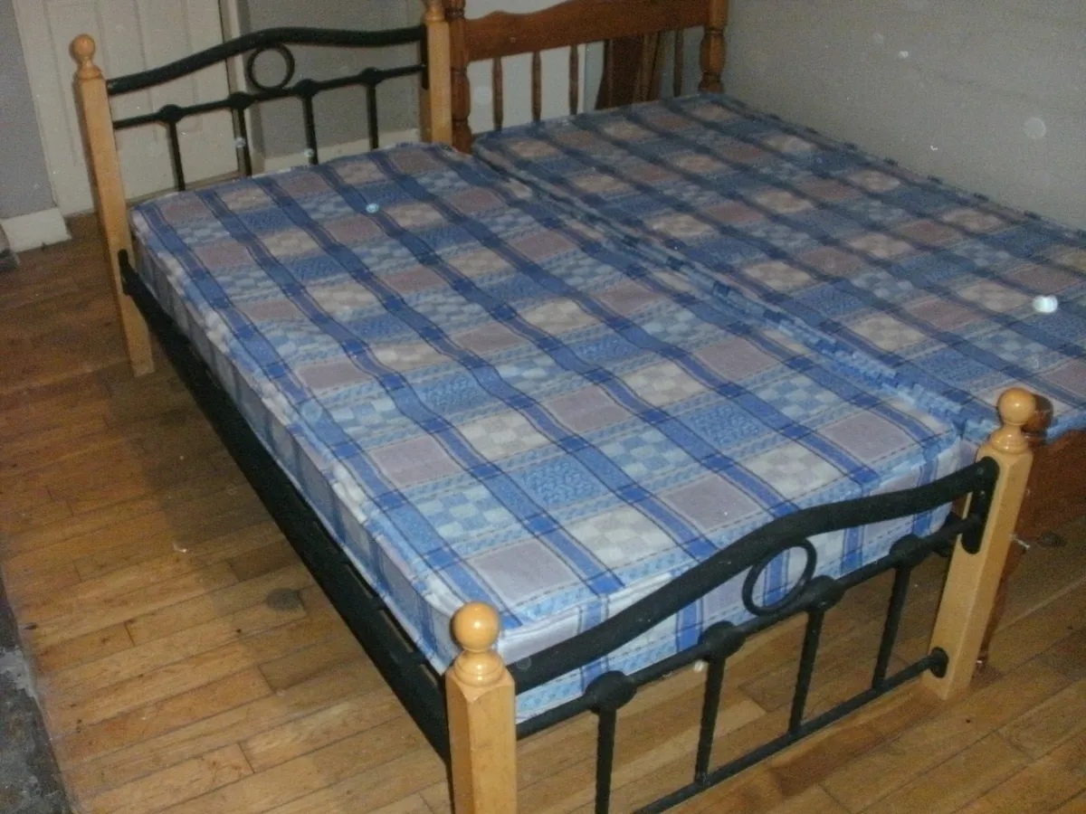 2 single beds with mattress - Image 1