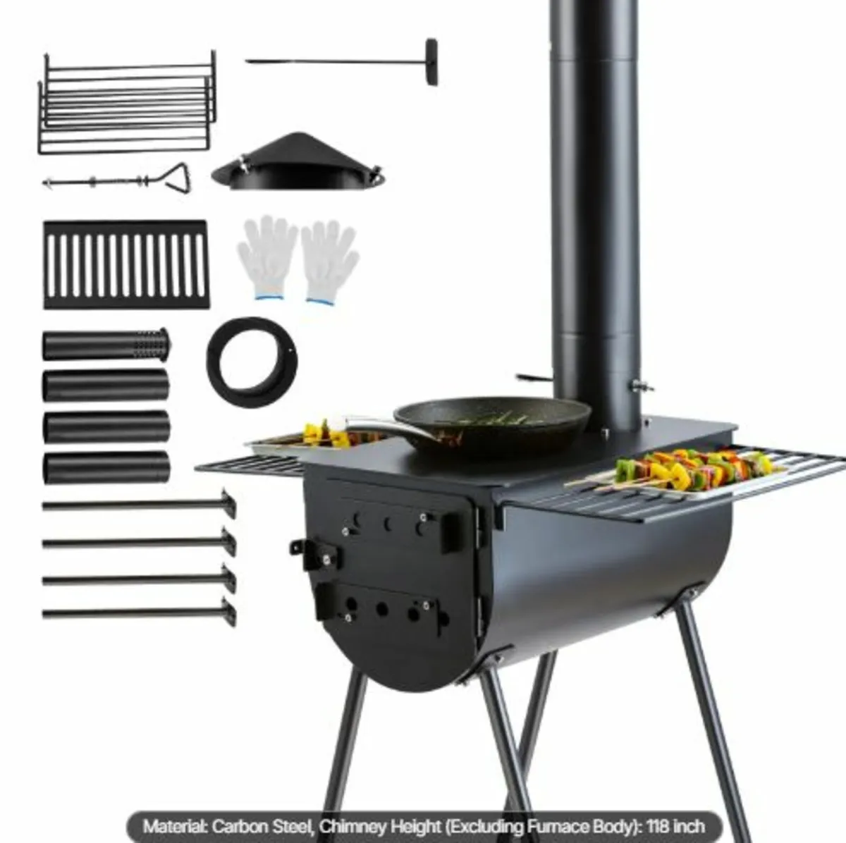 Wood Stove, 3 m, Alloy Steel Camping Tent Stove, - Image 1