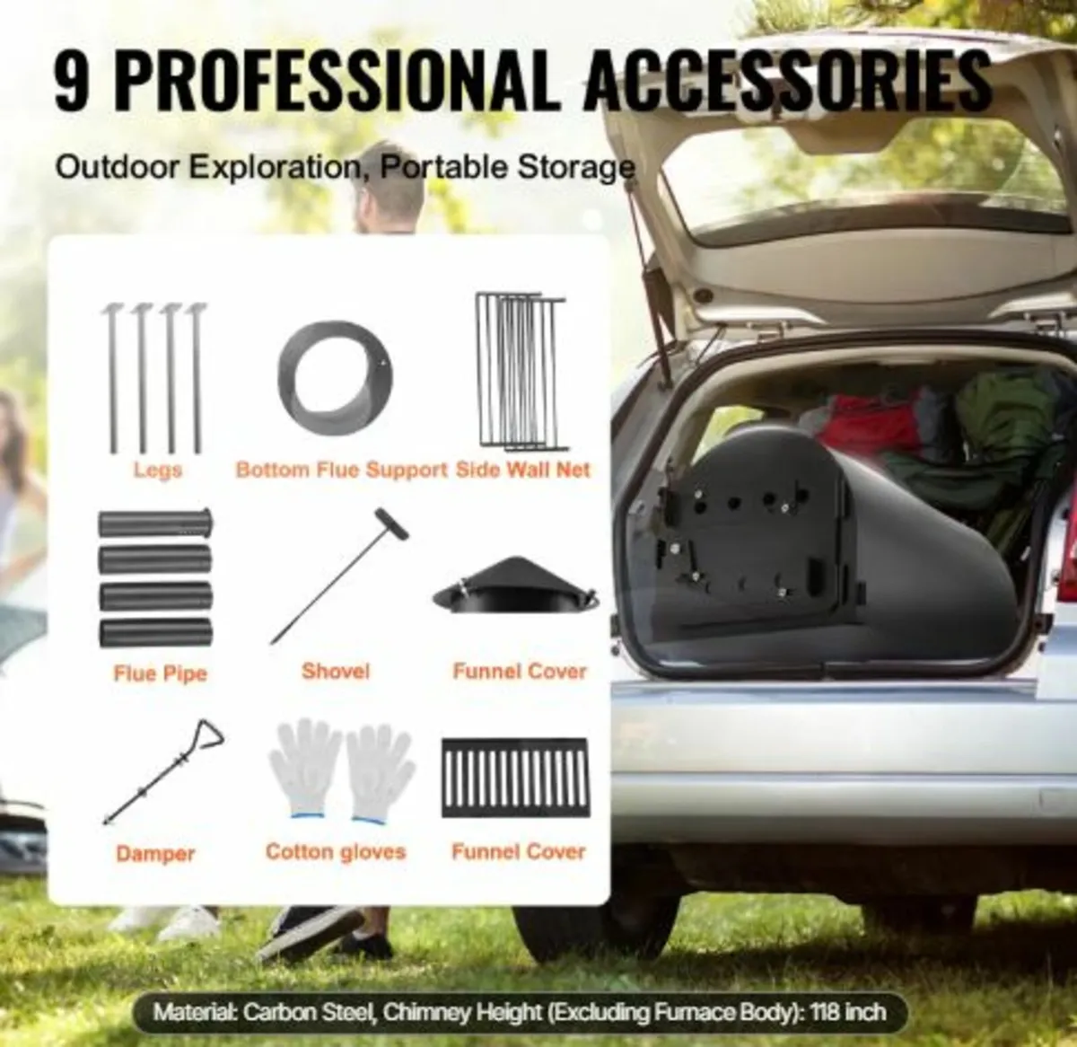 Wood Stove, 3 m, Alloy Steel Camping Tent Stove, - Image 3