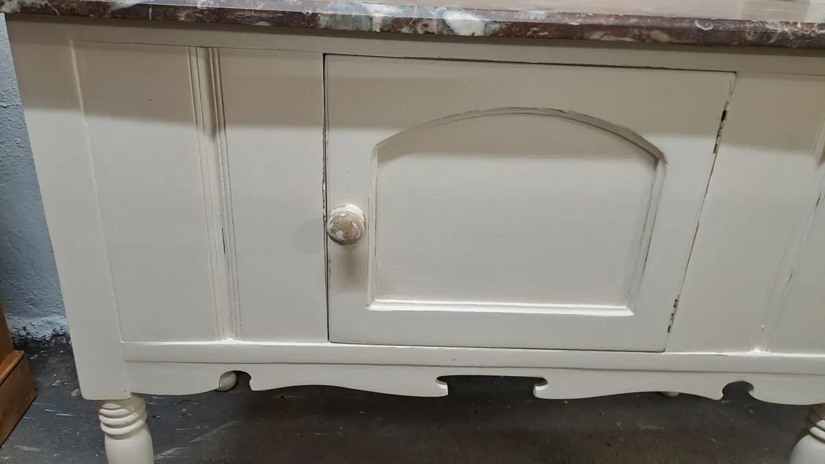 Early 1900s oak marble top wash stand - Image 4