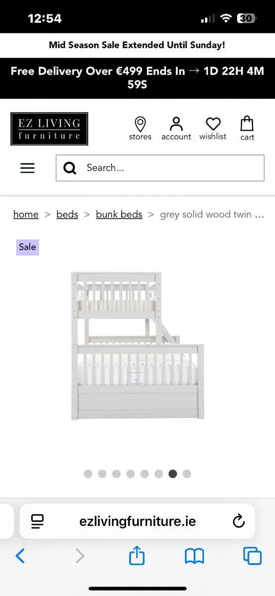 Next to new Double bunk beds with single on top - Image 2