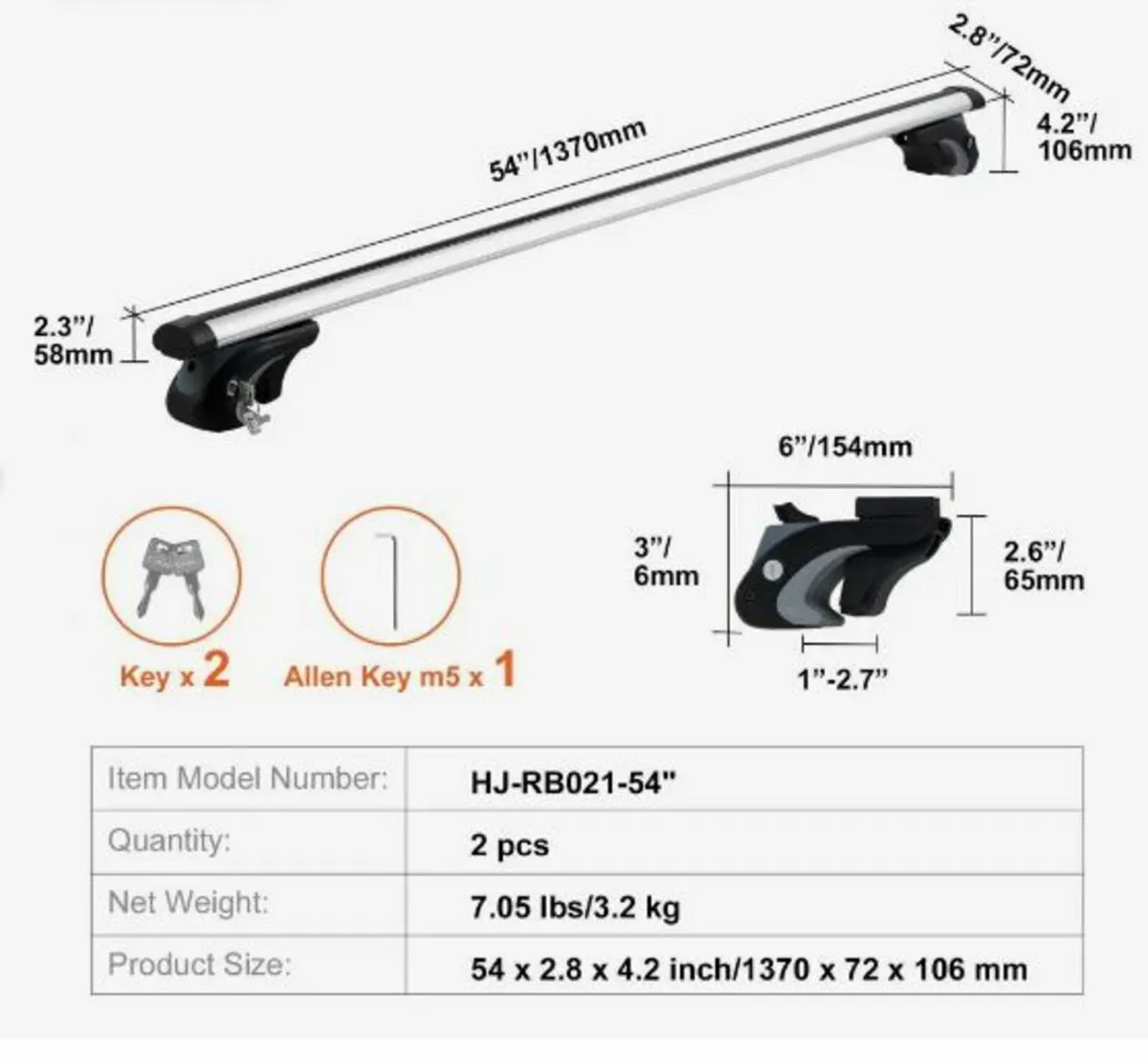 Universal Roof Rack Cross Bars - Image 2