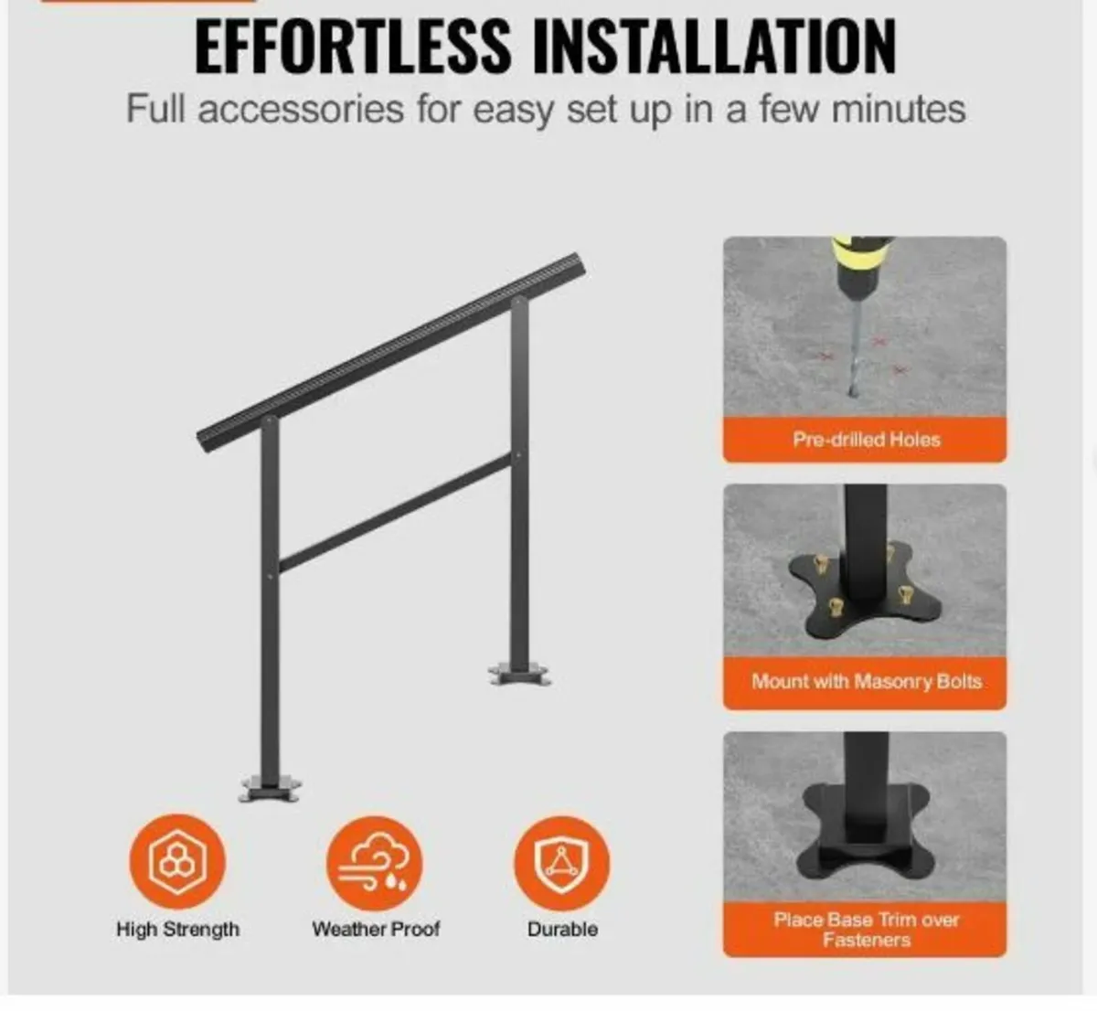 Outdoor Handrail 74.8 kg Load Handrail - Image 2