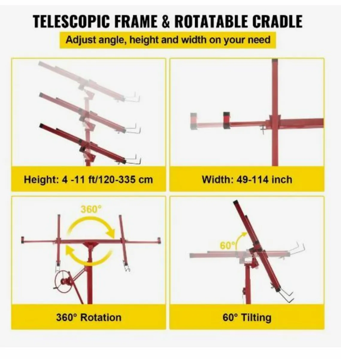 Drywall Rolling Lifter Panel, 335.3 cm - Image 3