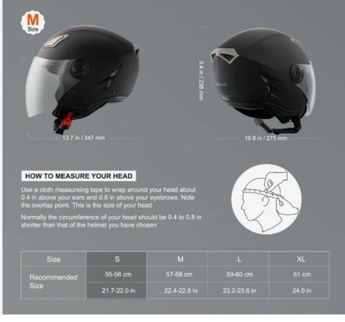 3/4 MOTORCYCLE HELMET - Image 3