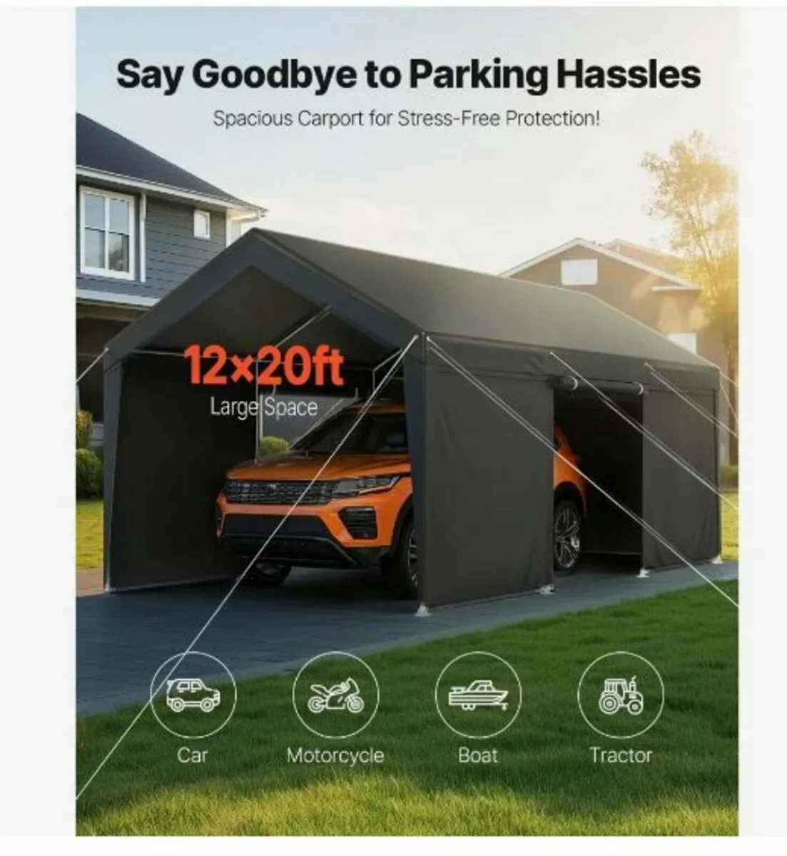 Carport Car Canopy 12x20FT Heavy - Image 2