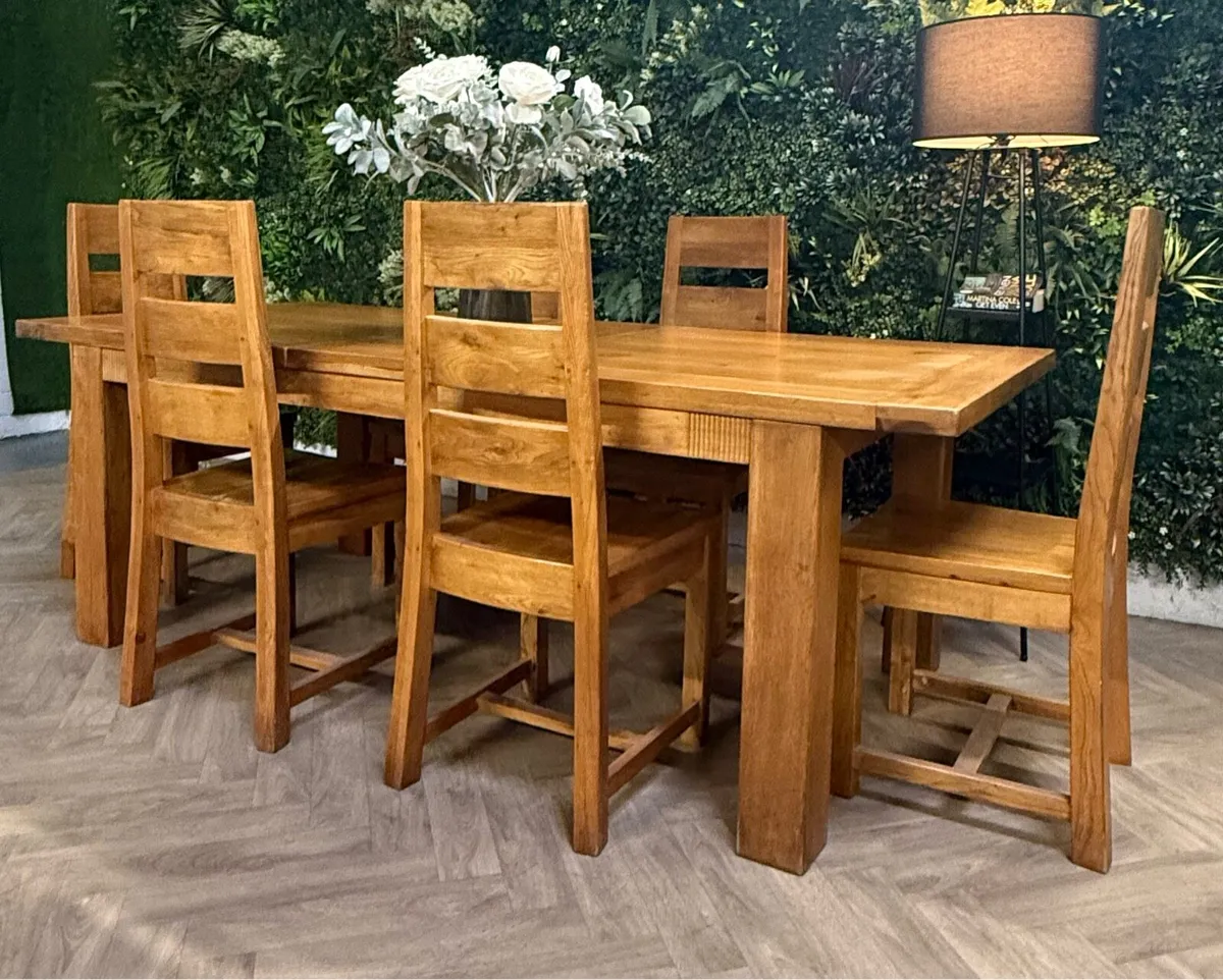 Large extending oak kitchen table & 6 chairs/dinin - Image 3
