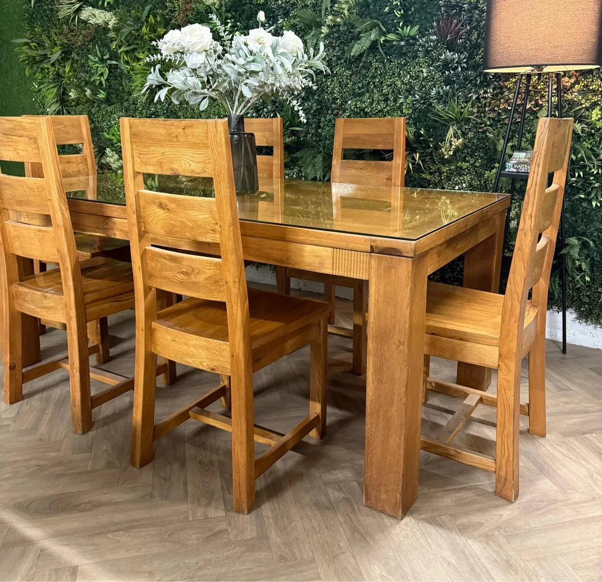 Large extending oak kitchen table & 6 chairs/dinin - Image 4