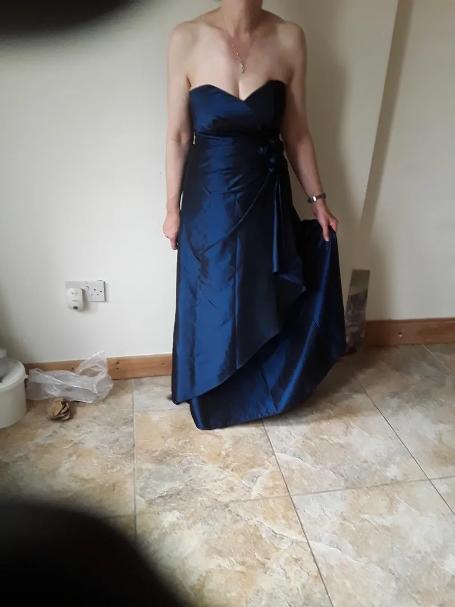 Beautiful deep blue satin dress for Debs or weddin - Image 1