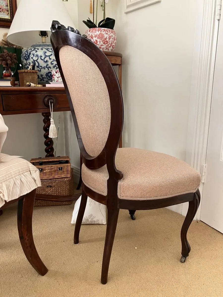 Antique Rosewood Victorian Chair On Castors - Image 2
