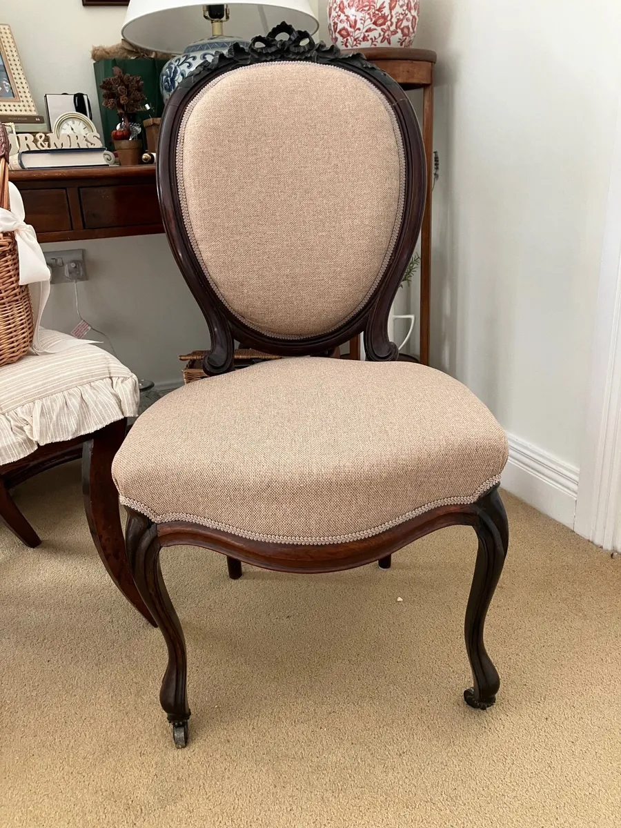 Antique Rosewood Victorian Chair On Castors - Image 1