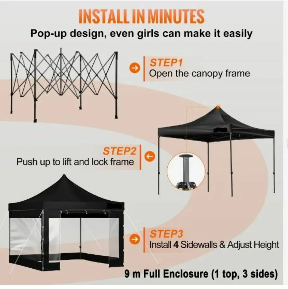 304.8 x 304.8 cm Pop Up Canopy Tent, Outdoor - Image 4