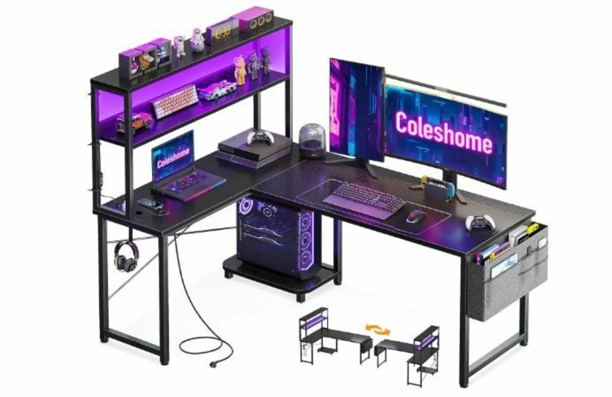 Gaming Table L Shape with LED & Sockets - Image 2