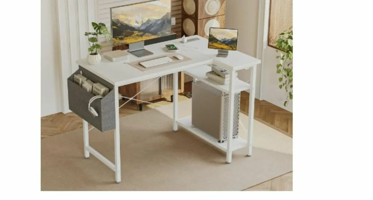 Small L-shaped Desk with Sockets - Image 3