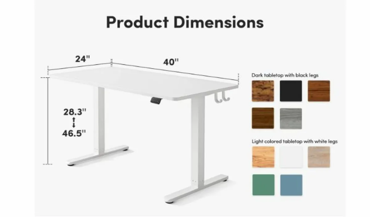 Height-Adjustable Electric Desk, 100 x 60 cm - Image 3